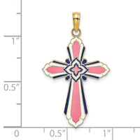 Load image into Gallery viewer, 14K 3-D W/ Pink and White Enamel Cross Charm

