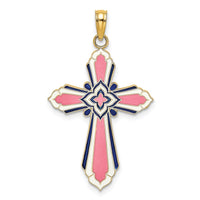 Load image into Gallery viewer, 14K 3-D W/ Pink and White Enamel Cross Charm
