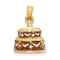 Load image into Gallery viewer, 14K 3-D Enameled HAPPY BIRTHDAY Cake w/Brown Frosting Charm
