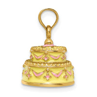 Load image into Gallery viewer, 14K 3-D HAPPY ANNIVERSARY Cake w/Yellow Frosting Charm
