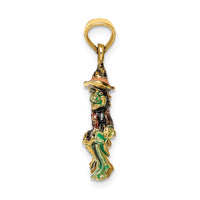 Load image into Gallery viewer, 14K 3-D Enameled Witch Flying on Broom Charm
