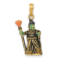Load image into Gallery viewer, 14K 3-D Enameled Witch w/Broom Charm
