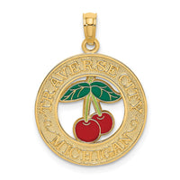 Load image into Gallery viewer, 14K TRAVERSE CITY MI Enamel Cherry Charm
