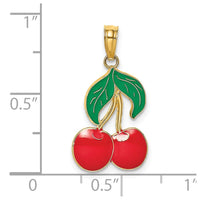 Load image into Gallery viewer, 14K W/ Enamel Cherries With  Leaf Charm
