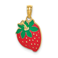 Load image into Gallery viewer, 14K W/ Enamel Strawberry With Leaf Charm
