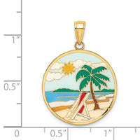Load image into Gallery viewer, 14K Enamel Beach Scene On Round Disc Charm
