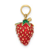 Load image into Gallery viewer, 14K W/ Enamel 3-D Strawberry and Leaf Charm
