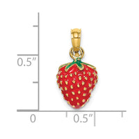 Load image into Gallery viewer, 14K W/ Enamel 3-D Strawberry and Leaf Charm
