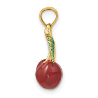 Load image into Gallery viewer, 14K 3-D Enamel Cherries W/ Leaf Charm
