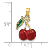 Load image into Gallery viewer, 14K 3-D Enamel Cherries W/ Leaf Charm
