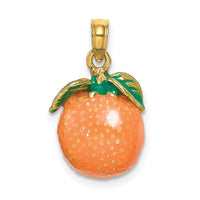 Load image into Gallery viewer, 14K W/ Enamel 3-D Orange With Stem and Leaf Charm
