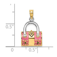Load image into Gallery viewer, 14K &amp; Rhodium 3-D Pink Enameled Handbag Opens Charm
