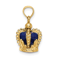 Load image into Gallery viewer, 14K 3-D w/ Blue Enamel Inside Crown Charm
