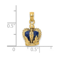 Load image into Gallery viewer, 14K 3-D w/ Blue Enamel Inside Crown Charm
