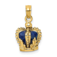 Load image into Gallery viewer, 14K 3-D w/ Blue Enamel Inside Crown Charm
