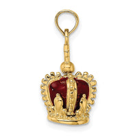 Load image into Gallery viewer, 14K 3-D w/ Red Enamel Inside Crown w/ Cross On top Charm
