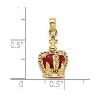 Load image into Gallery viewer, 14K 3-D w/ Red Enamel Inside Crown w/ Cross On top Charm

