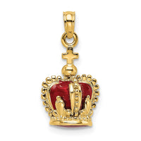 Load image into Gallery viewer, 14K 3-D w/ Red Enamel Inside Crown w/ Cross On top Charm

