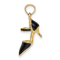 Load image into Gallery viewer, 14K 3-D Black Enamel Closed Toe High Heel Charm
