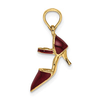 Load image into Gallery viewer, 14K 3-D Maroon Enamel Closed Toe High Heel Charm
