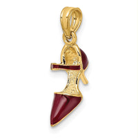 Load image into Gallery viewer, 14K 3-D Maroon Enamel Closed Toe High Heel Charm
