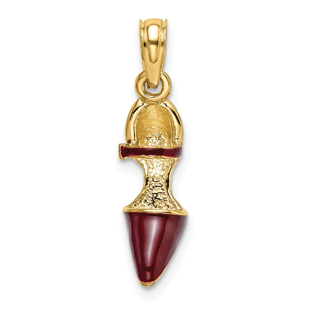 14K 3-D Maroon Enamel Closed Toe High Heel Charm