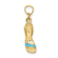 Load image into Gallery viewer, 14K 3-D Aqua Enamel Open Toe High Heel Charm
