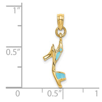 Load image into Gallery viewer, 14K 3-D Aqua Enamel Open Toe High Heel Charm

