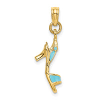Load image into Gallery viewer, 14K 3-D Aqua Enamel Open Toe High Heel Charm
