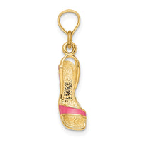 Load image into Gallery viewer, 14K 3-D Pink Enamel Open Toe High Heel Charm
