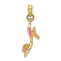 Load image into Gallery viewer, 14K 3-D Pink Enamel Open Toe High Heel Charm
