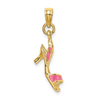 Load image into Gallery viewer, 14K 3-D Pink Enamel Open Toe High Heel Charm
