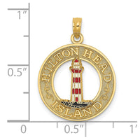 Load image into Gallery viewer, 14K HILTON HEAD Enamel Lighthouse Circle Charm

