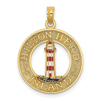 Load image into Gallery viewer, 14K HILTON HEAD Enamel Lighthouse Circle Charm
