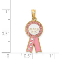 Load image into Gallery viewer, 14K Enamel GREATEST MOM Pink RIBBON Charm
