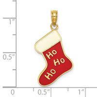 Load image into Gallery viewer, 14K Enamel HO HO HO Christmas Stocking Charm
