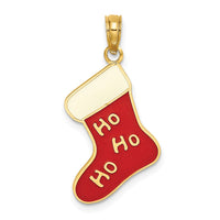 Load image into Gallery viewer, 14K Enamel HO HO HO Christmas Stocking Charm
