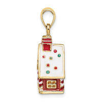 Load image into Gallery viewer, 14K 3-D Enamel Gingerbread House Charm
