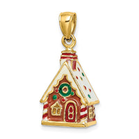 Load image into Gallery viewer, 14K 3-D Enamel Gingerbread House Charm
