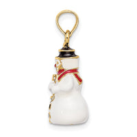Load image into Gallery viewer, 14K 3-D Enamel Snowman Holding Broom Charm
