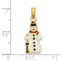 Load image into Gallery viewer, 14K 3-D Enamel Snowman Holding Broom Charm
