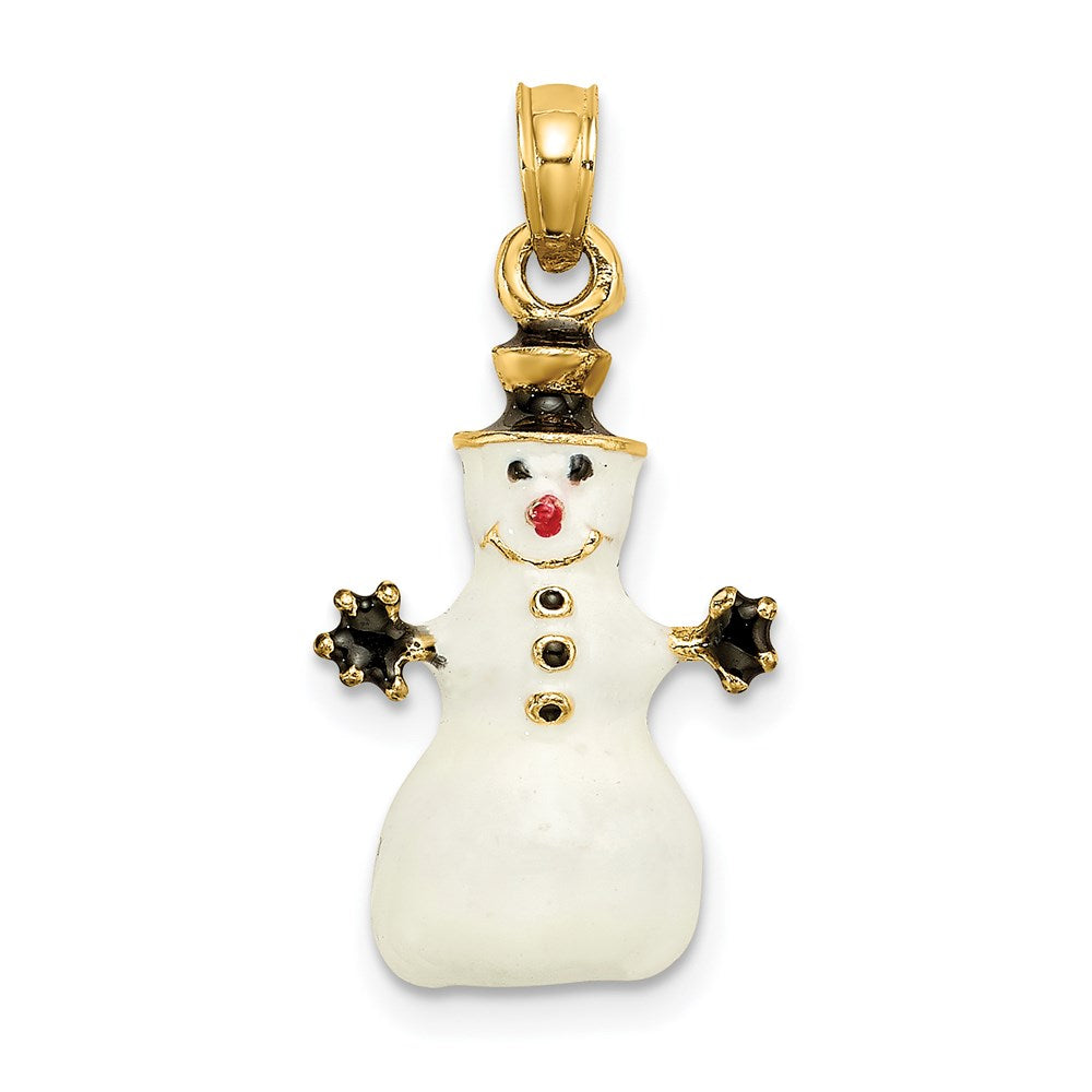 14K 3-D Enamel Snowman Charm