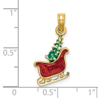 Load image into Gallery viewer, 14K 3-D Enamel Sleigh w/Christmas Tree Charm
