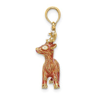 Load image into Gallery viewer, 14K 3-D Enamel Red Nosed Reindeer Charm
