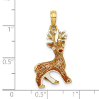 Load image into Gallery viewer, 14K 3-D Enamel Red Nosed Reindeer Charm
