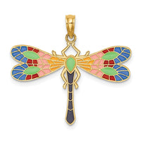 Load image into Gallery viewer, 14K Multi Color Enamel Dragonfly Charm
