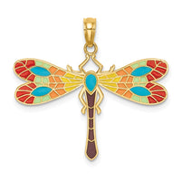 Load image into Gallery viewer, 14K Multi Color Enamel Dragonfly Charm
