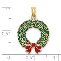 Load image into Gallery viewer, 14K Enamel CHRISTMAS WREATH Charm
