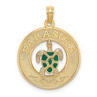 Load image into Gallery viewer, 14K w/ Enamel Turtle SARASOTA Circle Charm
