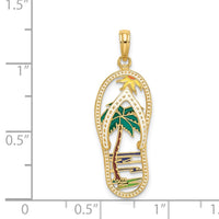 Load image into Gallery viewer, 14K Enamel Palm Tree Flip-Flop Charm
